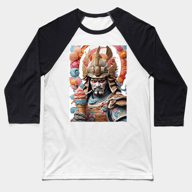 Ice Cream Samurai Baseball T-Shirt by likbatonboot